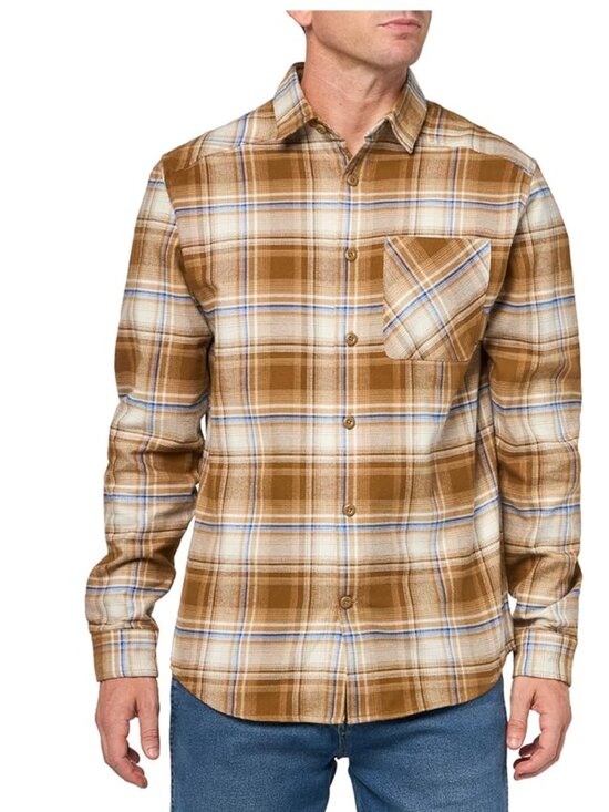 Under Armour Other - Under Armour Men's Expanse Flannel Shirt, (263) Camel/Tech Blue/Tetra Gray